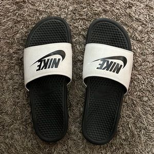 White Nike Slides